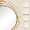 Metal Wall Art Gold Frame Circle Bathroom Mirror Decor Home Hanging Wall Sculptures for Living Room Bedroom Dining Room, 42.25
