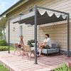 10x7ft Pergola with Retractable Roof Outdoor Patio Sun Shelter Garden Grape Tent Water-resistant Yard Shade