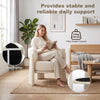 Upholstered Armchair, Sherpa Accent Chair with Lumbar Pillow, Padded Armrests and Thick Cushion, Cream White