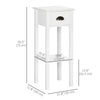 2 Tier Side Table, Set of 2, Narrow Tall End Table with Drawer and Shelf, Slim Wooden Nightstand for Living Room, Bedroom, Hallway, White