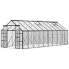 16' x 8' Aluminum Polycarbonate Greenhouse Walk-in Garden Greenhouse Kit with Adjustable Roof Vent, Rain Gutter and Sliding Door for Winter