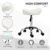 Ergonomic Saddle Stool with Wheels, Adjustable PU Leather Saddle Chair, 360° Swivel, NO Back Pain, Healthy Posture, Salon Chair for Massage Medical Home, White