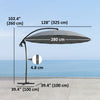 9FT Cantilever Umbrella with 16 Fibreglass Ribs, Offset Hanging Umbrella, Patio Umbrella with Crank and Cross Base, Grey