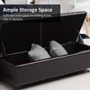 Storage Ottoman Bench, Foot Rest with Solid Wood Legs, 51 Inches PU Leather Storage Chest for Living Room