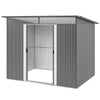 6' x 8.5' Outdoor Metal Garden Shed Utility Tool Storage Steel Backyard House, Light Grey