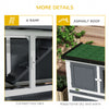 Wood Rabbit Hutch with 2 Large Main House, Ramp, Trays, Grey