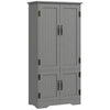 4-Door Storage Cabinet Multi-Storey Large Space Pantry with Adjustable Shelves Grey