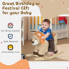 Qaba Baby Rocking Horse Lion Design Plush Stuffed Rocking Chair, Wooden Rocking Horse with Sound, Seat Belt for Boys and Girls Gift, Brown