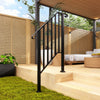 2-3 Step Handrails for Outdoor Steps, Metal Outdoor Stair Railing, Porch Deck Railing with Installation Kit, Black