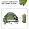 Compact Pop Up Portable Folding Outdoor Elevated Camping Cot Tent Combo Set Dark Green