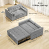 Pull Out Sofa Bed, Sleeper Sofa Couch with USB Ports, Small Linen Loveseat Futon Couch for Living Room