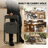 Folding Chairs 6 Pack, Plastic Foldable Chairs with Vent, Carry Hole and Steel Frame for Home, Office, Dining, Black