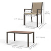 7 Piece Outdoor Dining Set with Rectangular Table and 6 Stackable Chairs, for Backyard, Lawn, Deck, Balcony, Pool Side
