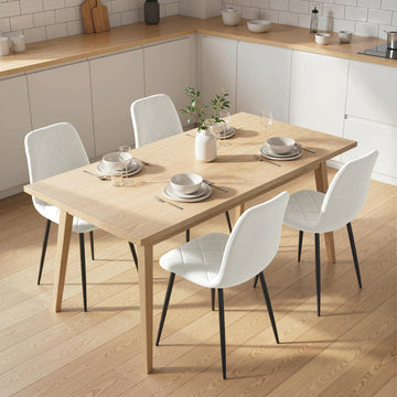 Dining Chairs Set of 4, Upholstered Dining Room Chairs with Steel Legs, Modern Kitchen Chair for Dining Room, Cream White