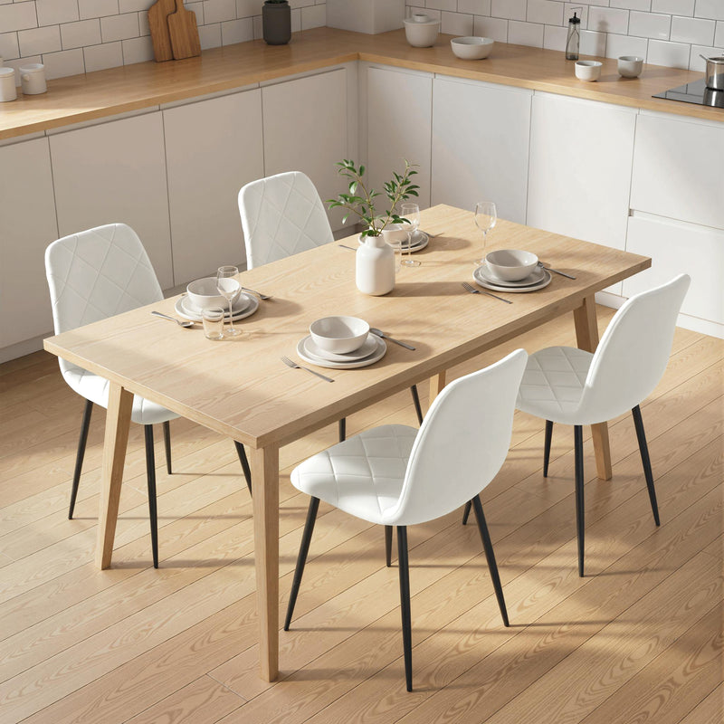 Dining Chairs Set of 4, Upholstered Dining Room Chairs with Steel Legs, Modern Kitchen Chair for Dining Room, Cream White