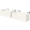 2 Pack 20 Inch Hanging Flower Pots, Railing Planter Box for Fence, Garden, Rattan Look, White