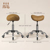 Adjustable PU Leather Saddle Chair with 360° Swivel, Healthy Posture, Saddle Chair for Massage Home Office, Light Brown
