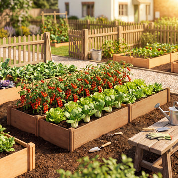 Wooden Raised Garden Bed, 8 x 4 x 1ft Elevated Garden Box with Dividers and Open Bottom, Outdoor Raised Planter Box