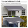 12' x 10' Manual Retractable Awning Outdoor Sunshade Shelter with Adjustable & Versatile Design, Dark Grey