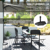 9ft Half Round Umbrella Outdoor Patio Garden Balcony Parasol Window Sun Shade w/ 5 Ribs Light Grey