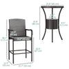 3 Pieces Patio Bar Set, Rattan Bistro Table and Chairs, Outdoor Conversation Furniture Set with Ice Bucket, Dark Brown