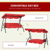 3-Seat Outdoor Patio Swing Chair, 2-in-1 Convertible Flat Bed, Canopy Swing Glider w/ Adjustable Shade, Removable Cushion and Pillows for Porch, Garden, Poolside