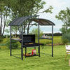 8' x 5' Grill Gazebo with Vented PC Roof, Side Shleves, Dark Grey
