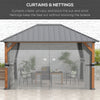 13' x 10' Hardtop Gazebo with Netting Sidewalls and Curtains, Galvanized Steel Outdoor Gazebo Canopy for Garden