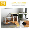 Rabbit Cage with Wheels, Ramp, Run, Tray for Indoor Outdoor, Suitable for Rabbit, Guinea Pig, Yellow