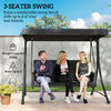 3 Person Porch Swing Outdoor Swing Chair with High Back Design, Side Pouches and Adjustable Canopy, Black