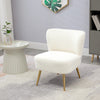 Lounge Chair for Bedroom Living Room Chair with Soft Upholstery and Gold Legs White