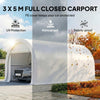 10' x 16' Heavy Duty Portable Carport Tent with Zippered Door, PE Cover for Car, Boat, Motorcycle, Bike