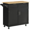 Rolling Kitchen Island with Storage Drawers, Kitchen Cart with Rubber Wood Top, Cabinet & Towel Rack, White