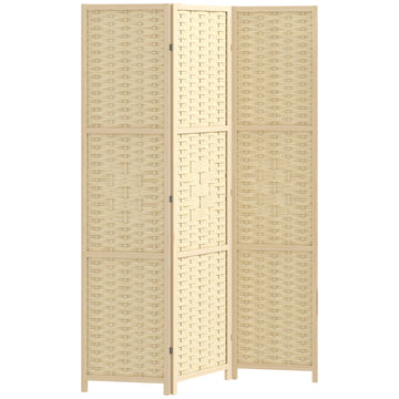 3-Panel Room Divider, 5.6 FT Freestanding Folding Privacy Screen, Partition Wall Divider, Natural Wood
