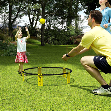 Soozier Spike Game Set, Mini Beach Games Set w/ Roundnet, 3 Balls, Pump, Carrying Bag, Portable Outdoor Games for Families