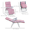 Set of 2 Garden Sun Lounger, Outdoor Reclining Seat Cushioned Seat, Foldable Adjustable Recliner, Grey and Red