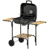 Charcoal BBQ Grill, BBQ Grill with 1840 cm² Cooking Area, 3 Shelves, Adjustable Vent, Lockable Lid, Wheels, Black
