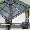 10' x 10' Hardtop Gazebo with 7mm Polycarbonate Double-Tier Roof, Outdoor Gazebo with Netting and Curtains, Khaki