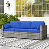 3-Seater Outdoor Sofa with Cushions, PE Rattan Conversation Patio Couch with Pillows for Garden, Poolside