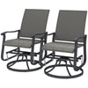 Set of 2 Rattan Patio Glider, Wicker Outdoor Glider Swivel Chair with Steel Frame, High Back for Backyard Porch, Grey