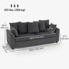 Corduroy Couch, 3 Seater Sofa, Modern Upholstered Couch with Curved Armrests and 8 Removable Pillows