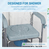 Rolling Shower Chair, Bedside Commode Chair with Wheels, Backrest, Arms, Flip Footrests for Seniors, Disabled, Grey