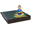 Kids Outdoor Sandbox with Canopy, Bottom Fabric Liner, Brown