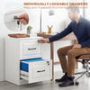 2 Drawer File Cabinet with Lock, Vertical Filing Cabinet with Adjustable Hanging Bars for A4 and Letter Size, White