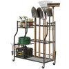 Garden Tool Organizer for Garage, 3-Tier Yard Tool Storage Rack with 74 Slots, 4 Wheels and 11 Hooks