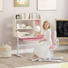 Qaba Kids Desk and Chair Set with Tilt Desktop, Adjustable Height, Drawer and Shelves for Boys Girls Ages 3-12