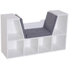 6-Cubby Bookcase with Seat Cushion, Cube Storage Shelf with Reading Nook for Home Office, Study, Grey