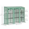 Lean-to Greenhouse with 3 Tier Shelves, Mini Greenhouse with 3 Roll-Up Doors for Indoor Outdoor, Green