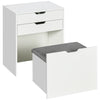 Vanity Set with Flip Top Mirror, Makeup Vanity Table with Stool, Dressing Table with Drawer and 7 Compartments, White