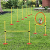 3PCs Portable Pet Agility Training Obstacle Set for Dogs w/ Adjustable Weave Pole, Jumping Ring, Adjustable High Jump